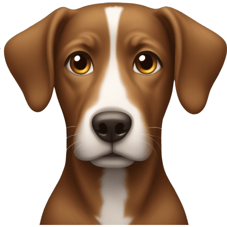 Brown dog with white stripe down face emoji