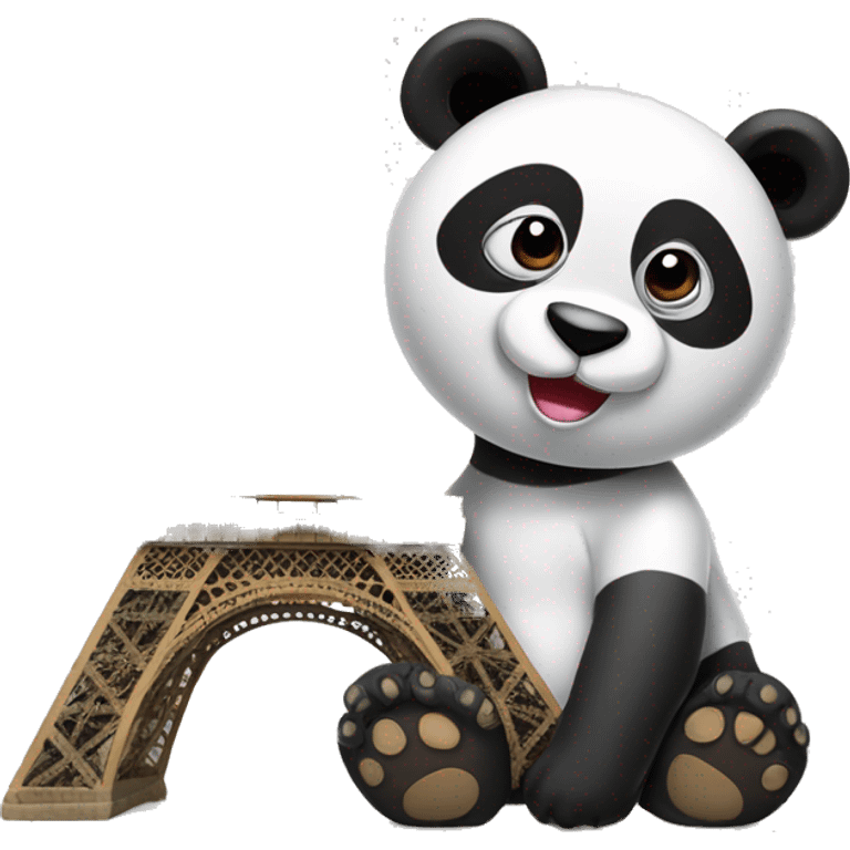 Eiffel tower with big panda emoji