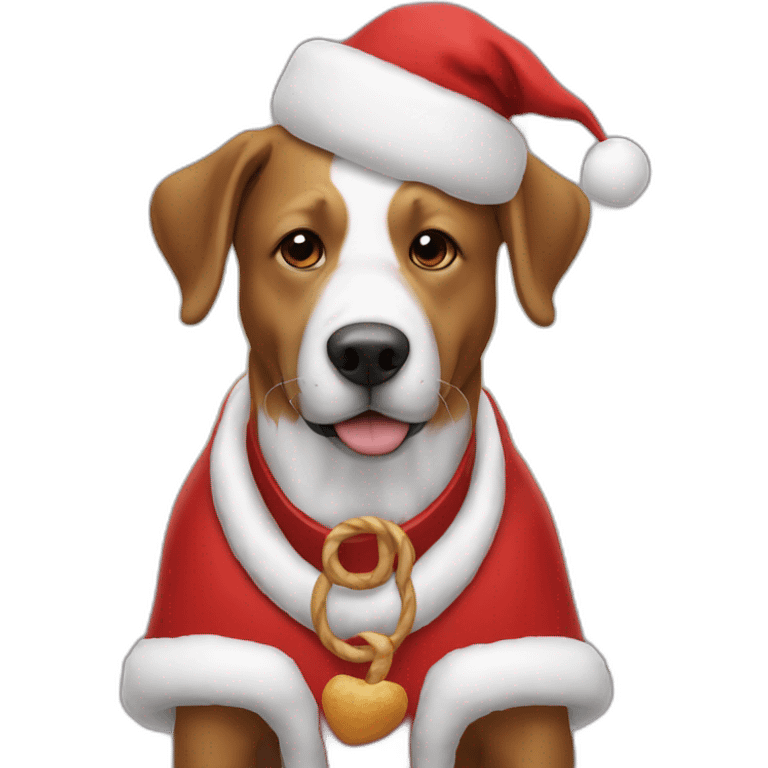 père noël qui frappe un chien emoji