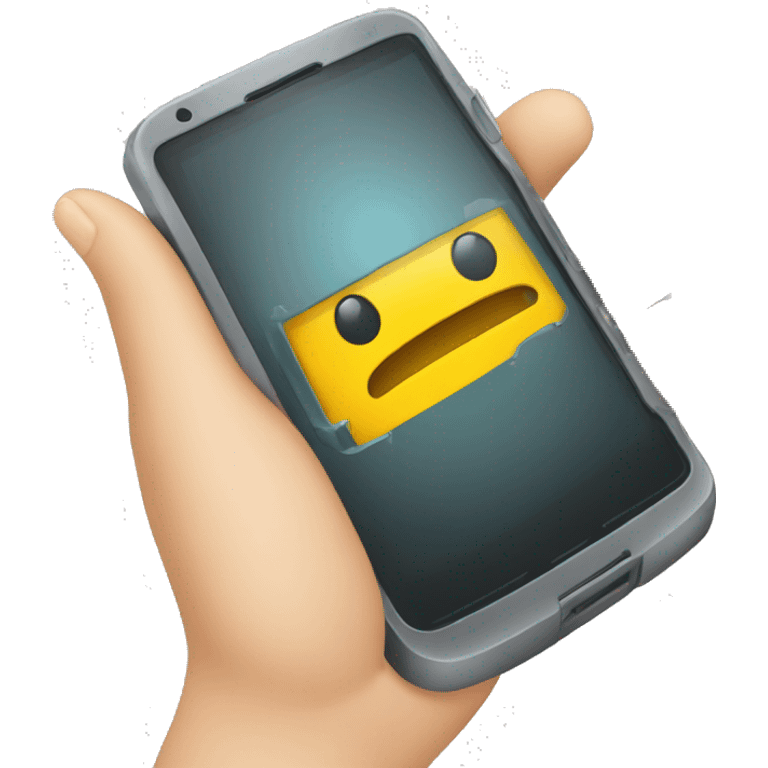 Celular con manos que reparan otro celulares emoji