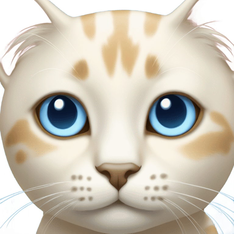 Cream colored cat face with light blue eyes emoji