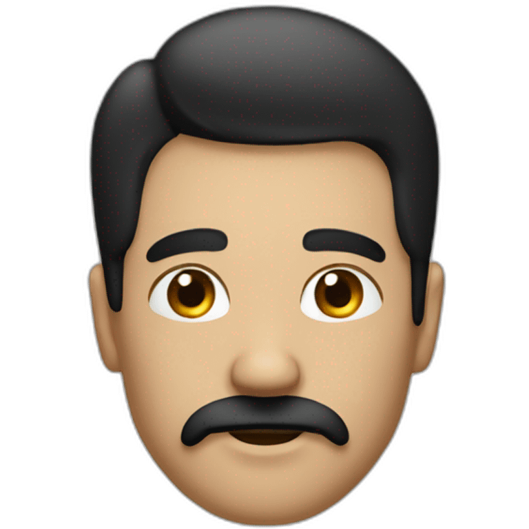 Guy with black straight hair on right side, with a little square mustach on the top of the lip emoji