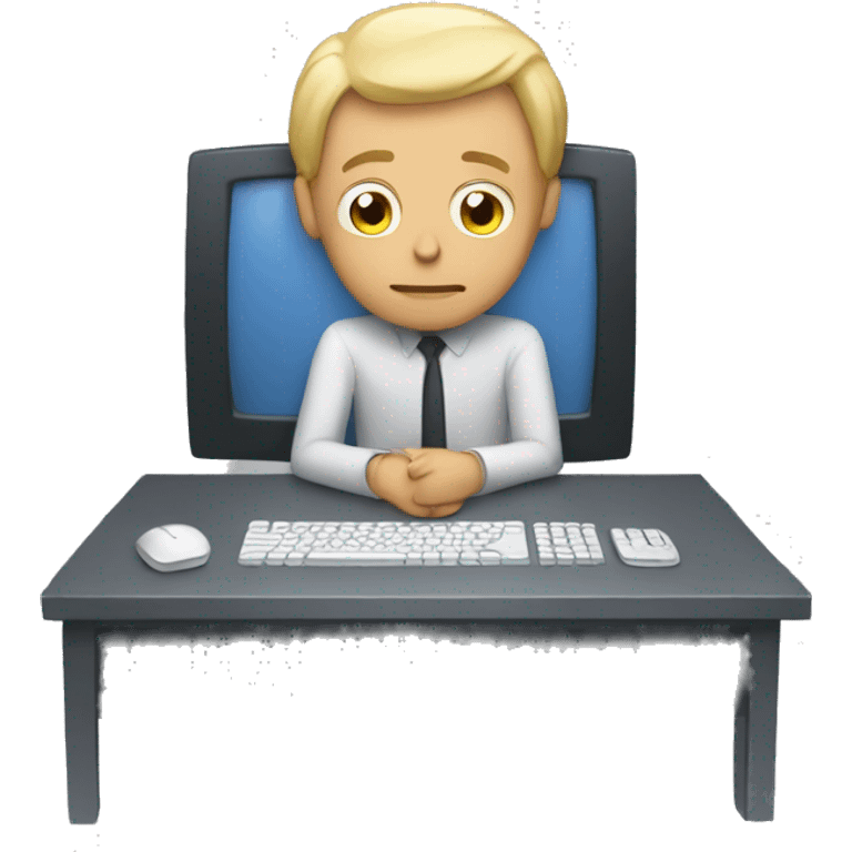 a guy thinking with a computer emoji