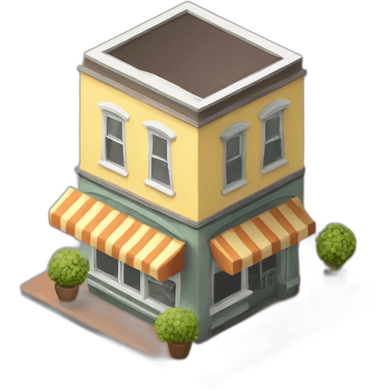 Circle Coffee house isometric emoji