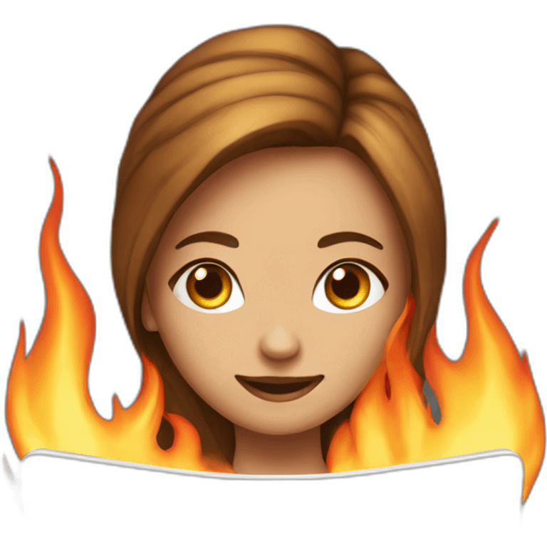 girl is on fire working at a laptop emoji