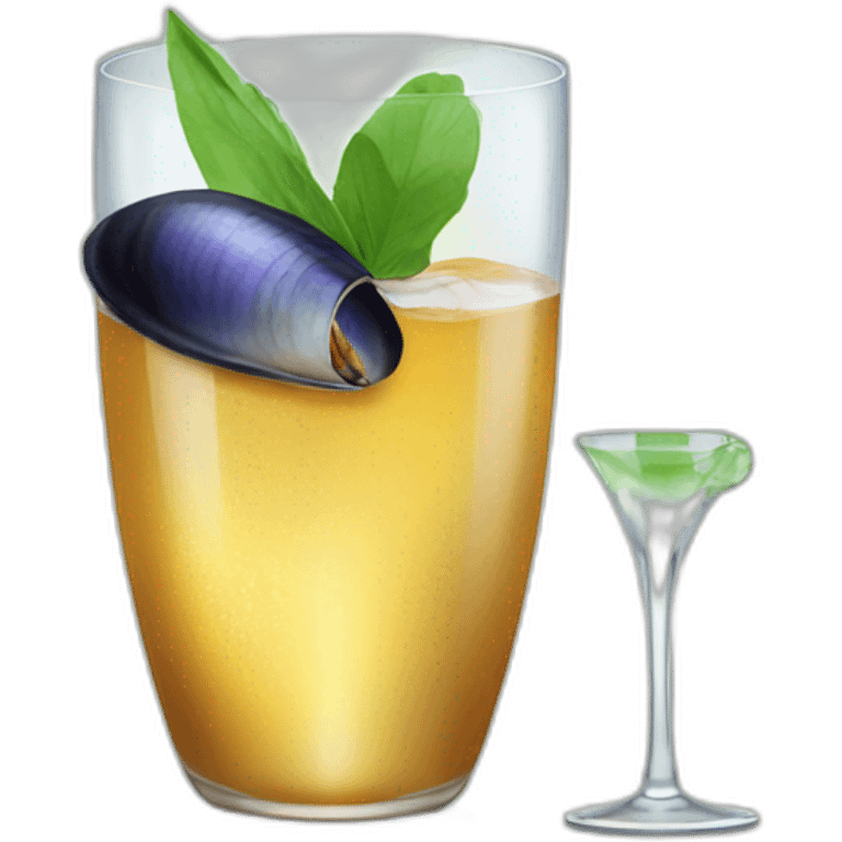 Mussel holding a glass of spritz emoji