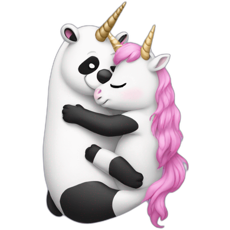 Unicorn hugging a panda emoji