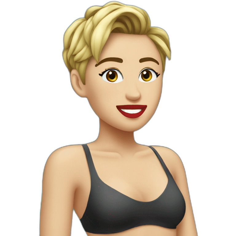 Miley Cyrus posing in swimsuit emoji