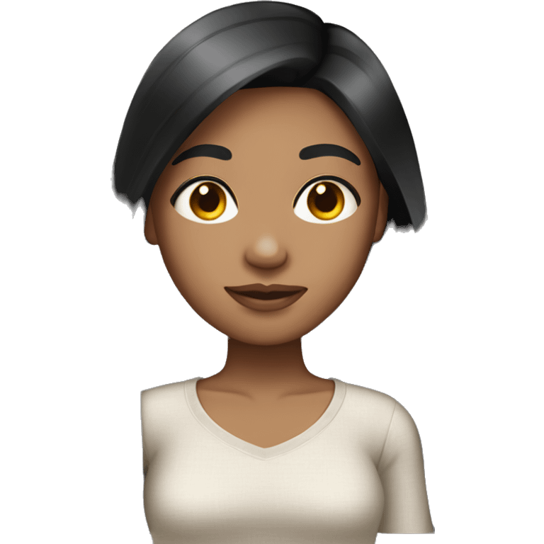 Black straight hair girl with light skin emoji