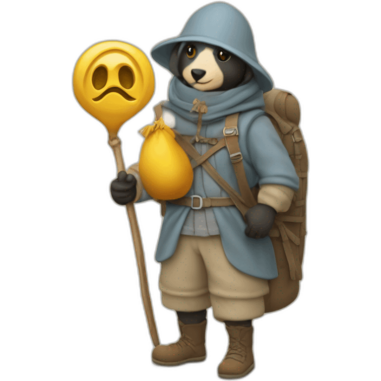 Peregrino con mochila camino de Santiago emoji