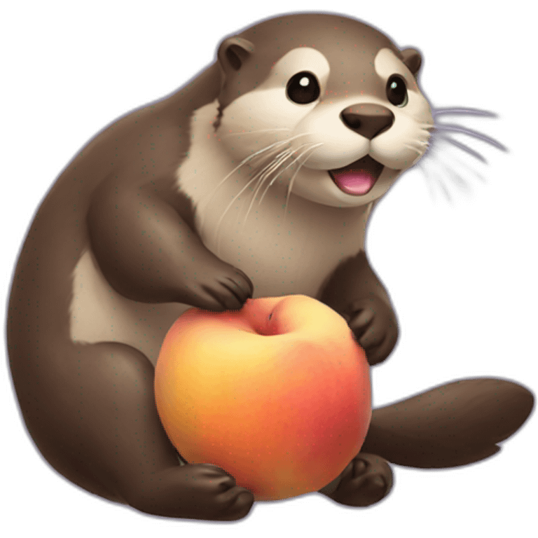 otter eating a big peach emoji