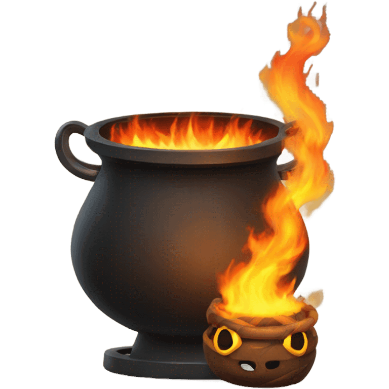 Cauldron with a fire snake that is inside emoji