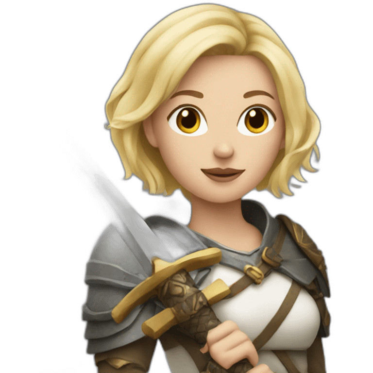 Woman blonde with sword and rabbit emoji