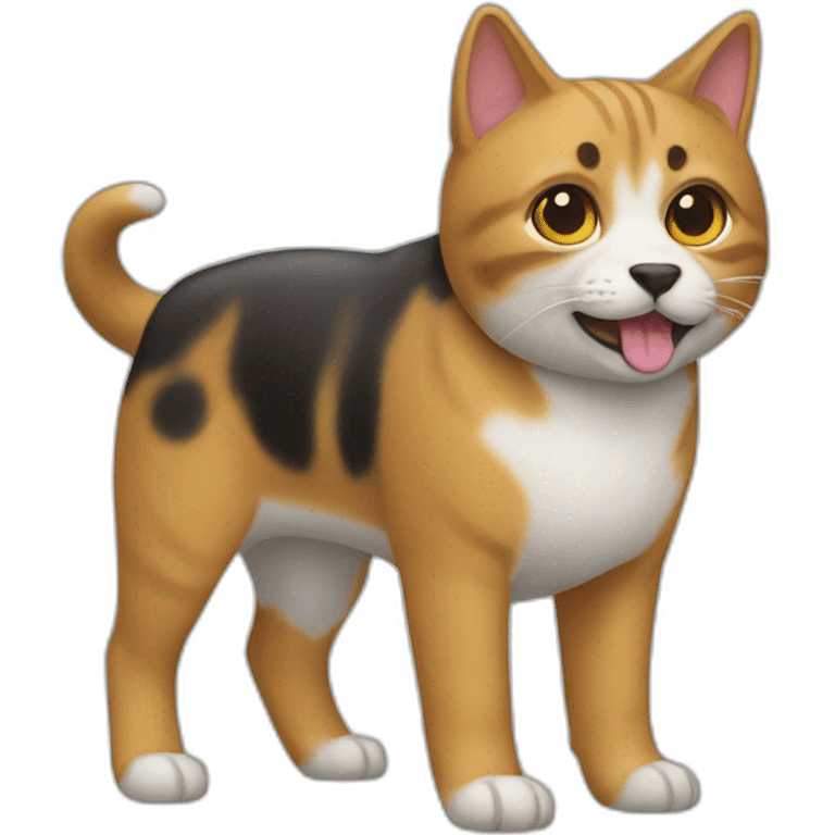 Un chat sur un chien emoji