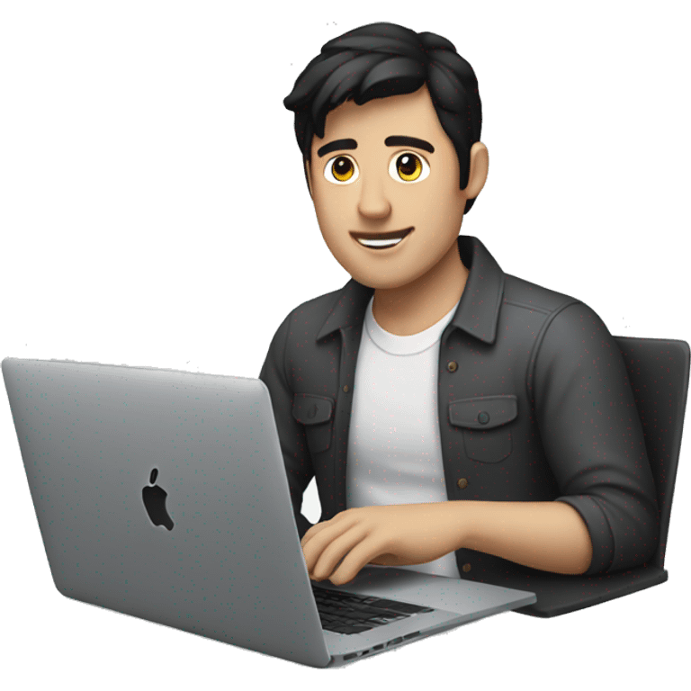 white man with black hair working macbook emoji