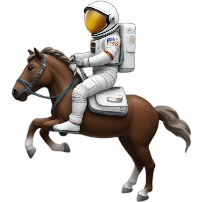 Astronaut with helmet closed riding a wild horse emoji