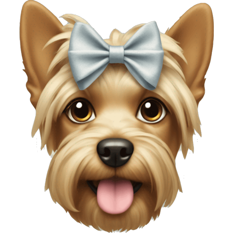 yorkshire dog using a cute bow in his head emoji