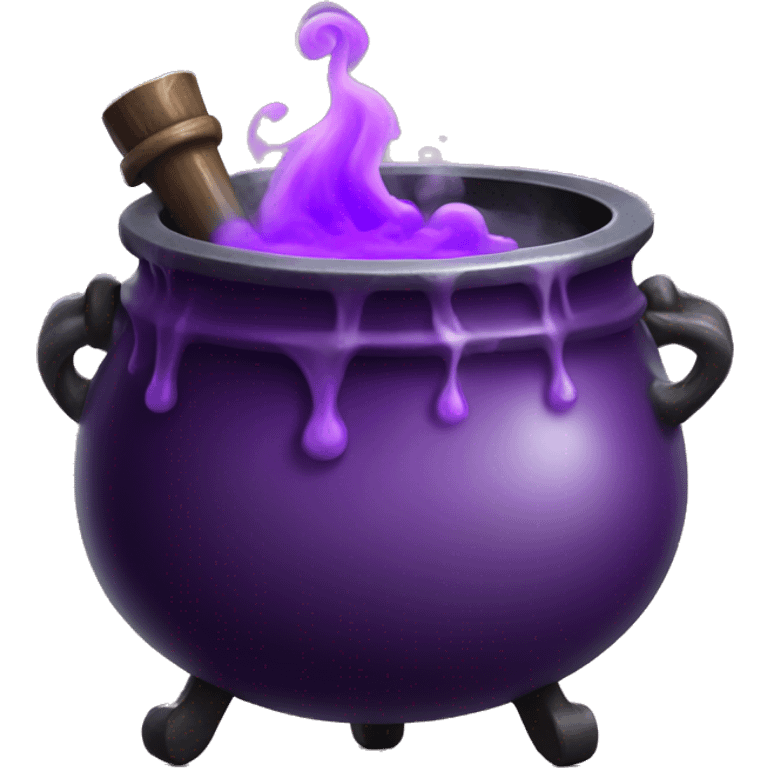 Cauldron with potion and purple steam. emoji