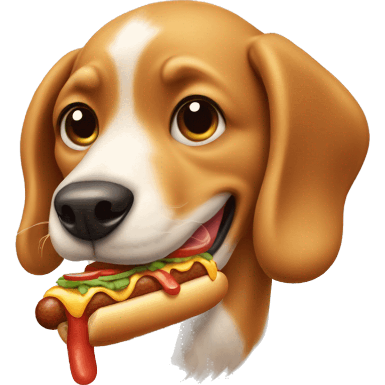 Dog eating a hotdog emoji