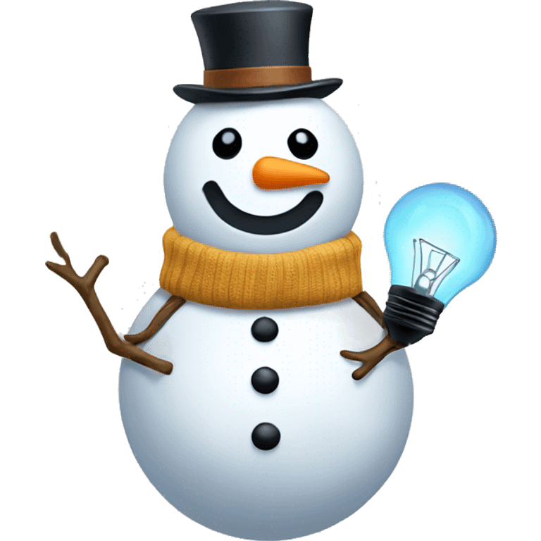 snowman with vest, light bulb emoji