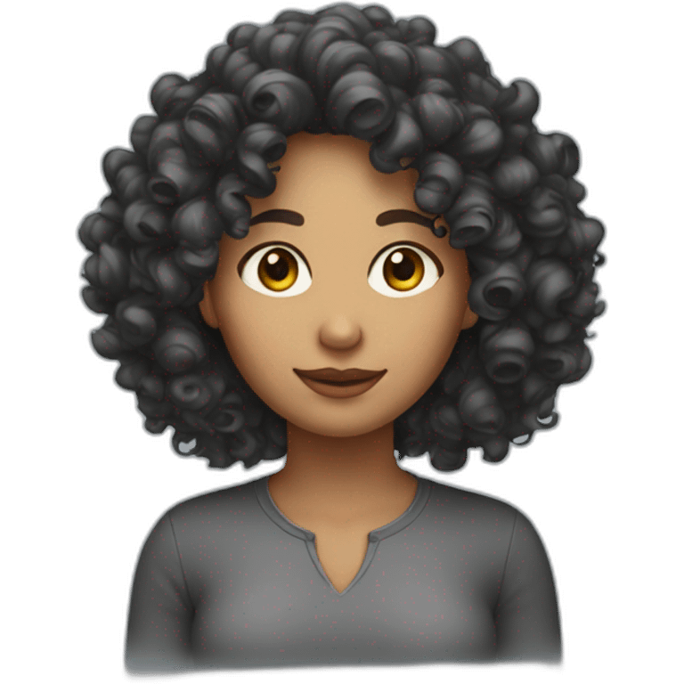 curly hair woman cyring emoji