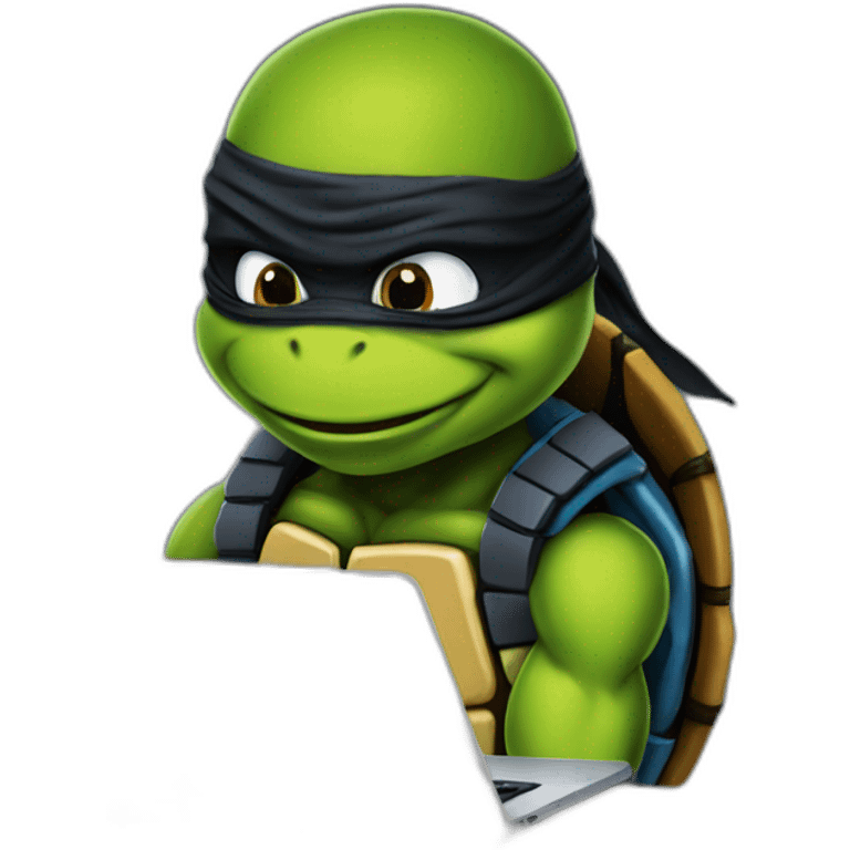 ninja turtles with black laptop apple emoji