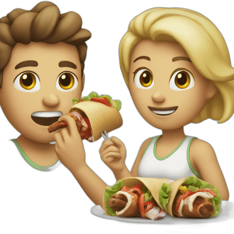 Two person eating kebab emoji