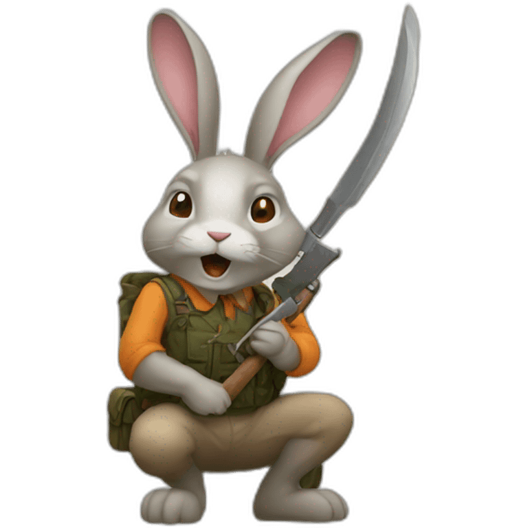 A rabbit eat a hunter emoji