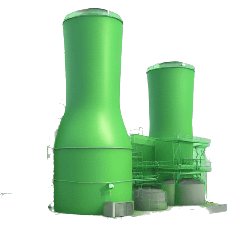 Biogas Power Plant, no chimneys, in green tones emoji