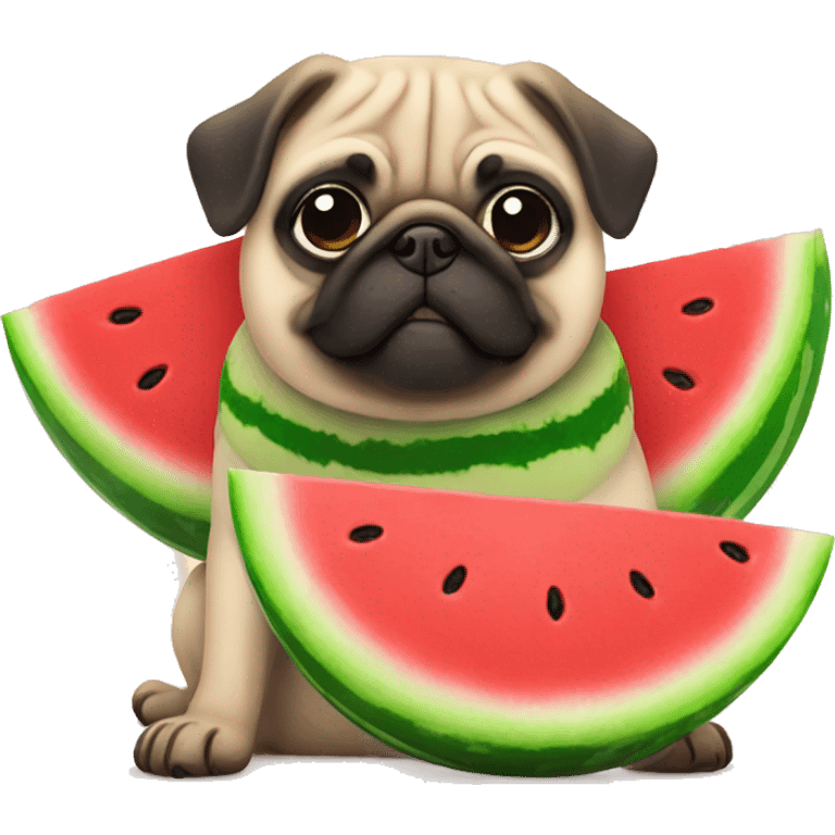 Pug eating watermelon  emoji