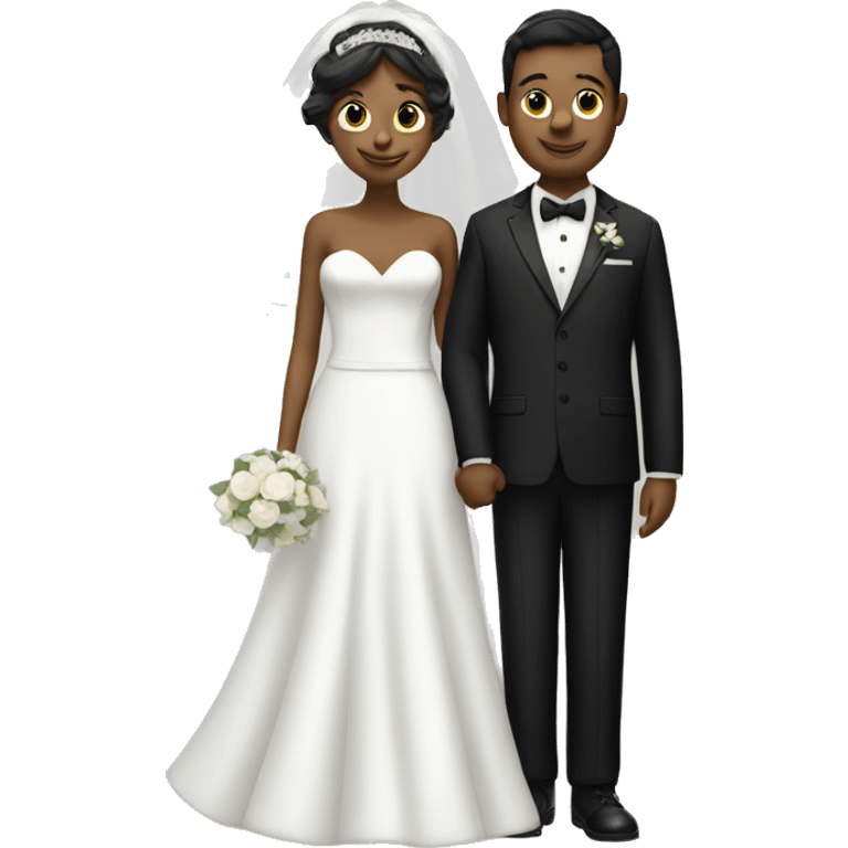 bridal couple dresses in black and white emoji