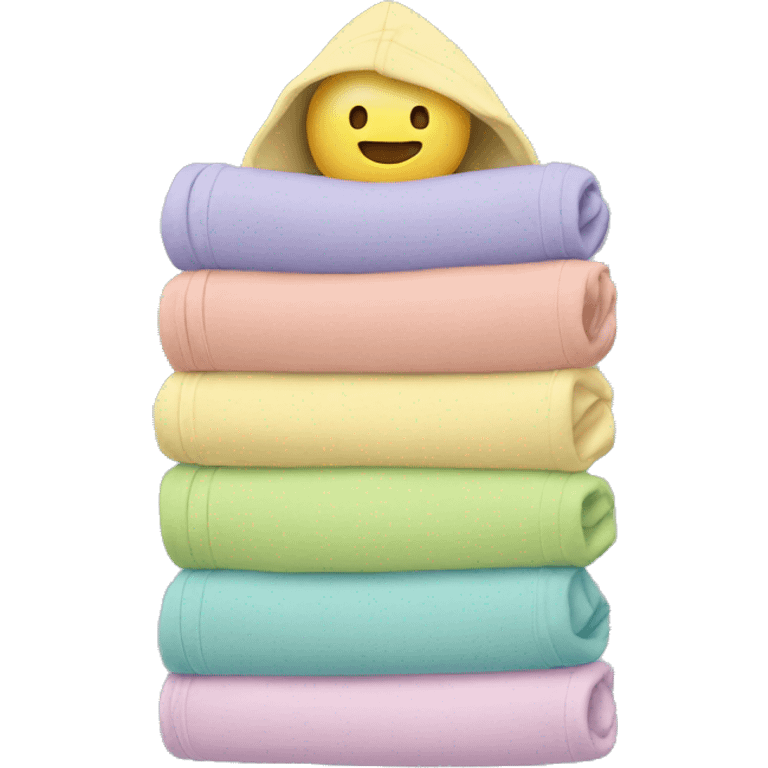 Stack of folded pastel hoodies emoji