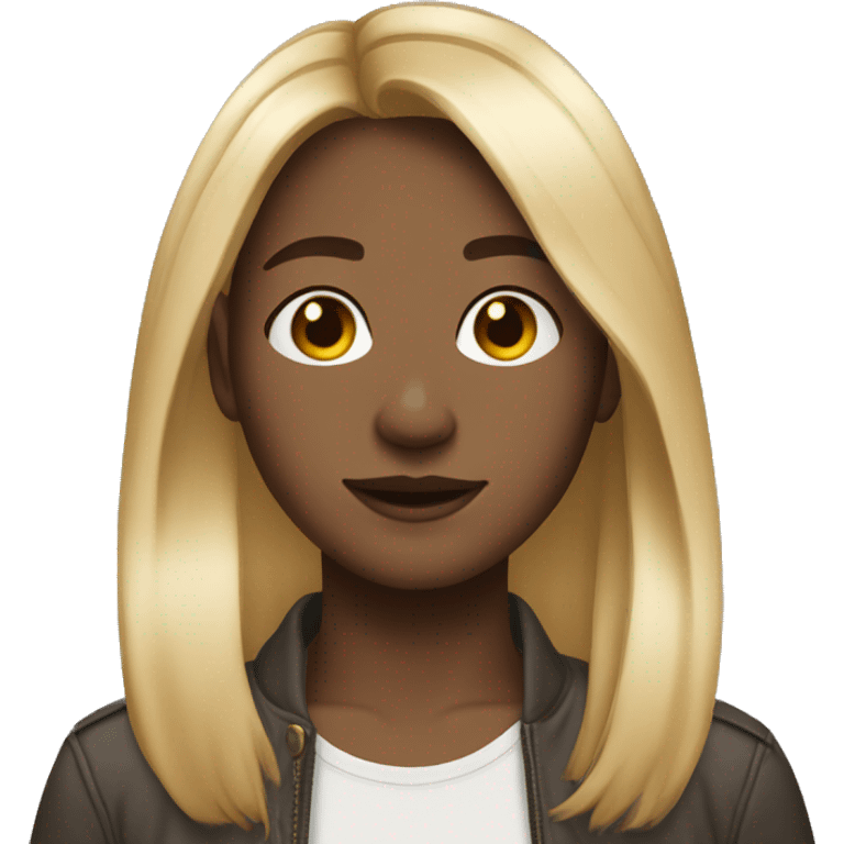 Brown shoulder length hair middle part with nose ring emoji