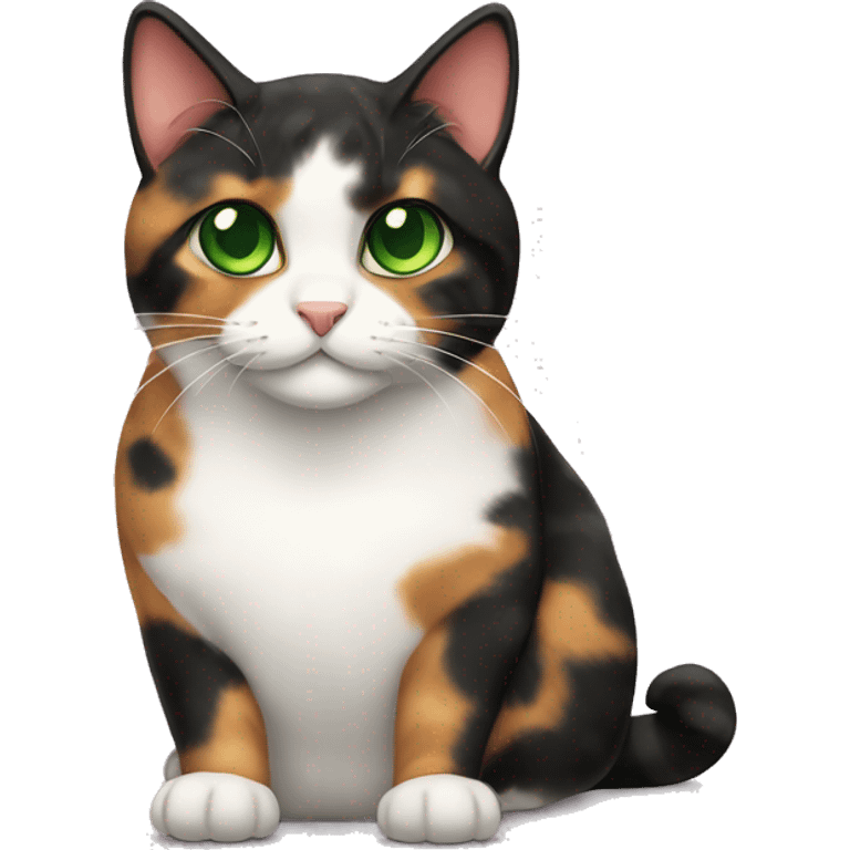 Huge big fat green eyed calico cat emoji