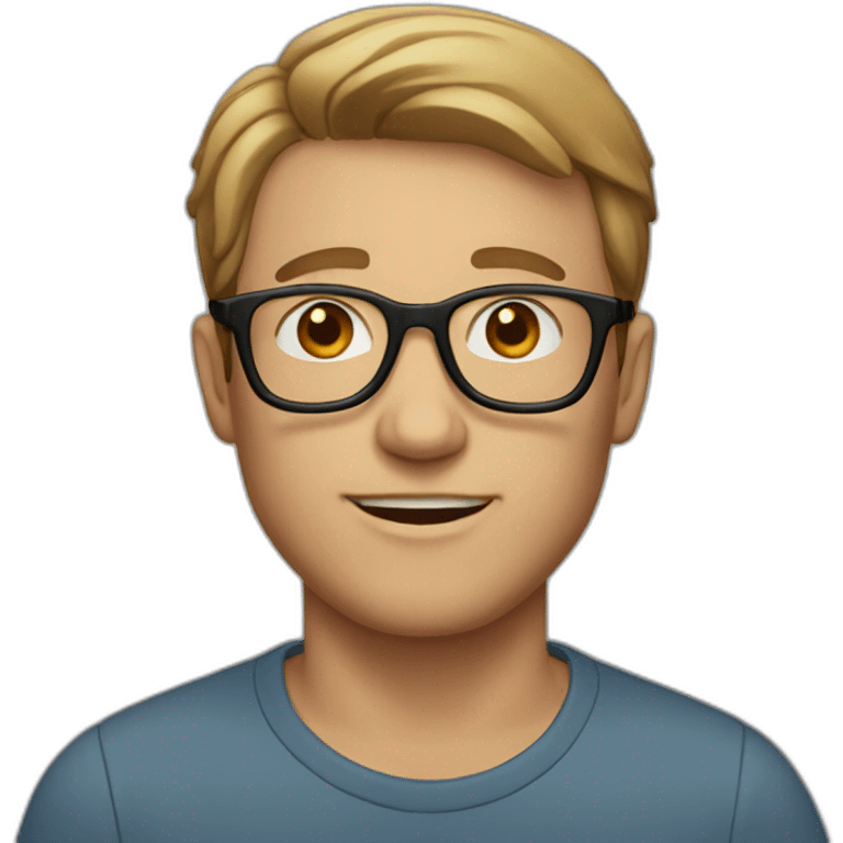 White man with brown short hair and glasses emoji