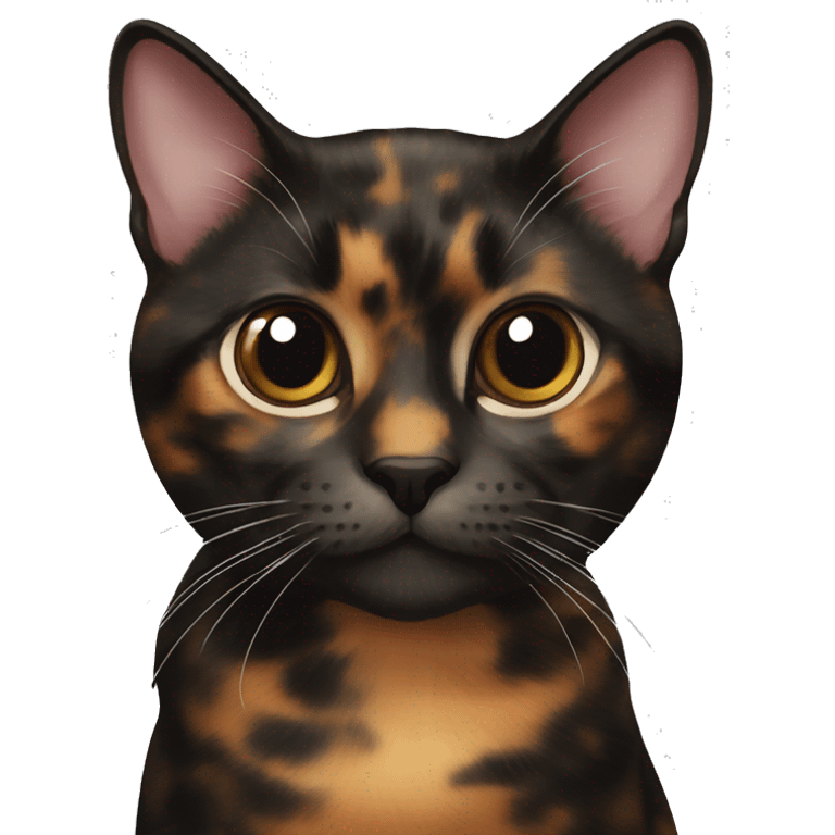 tortoiseshell Cat Black brown without white and pink nose emoji