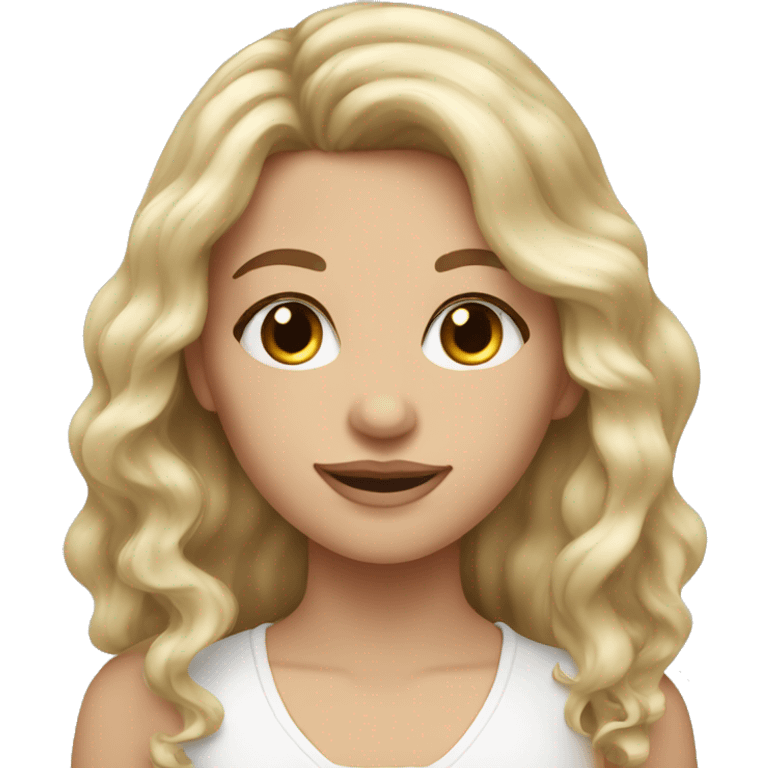 caucasian girl with long wavy dark brown hair and lashes emoji