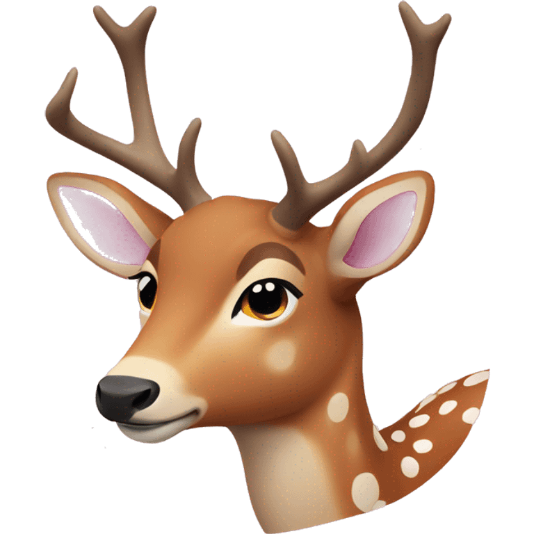 Deer with white spots and a pink coat emoji