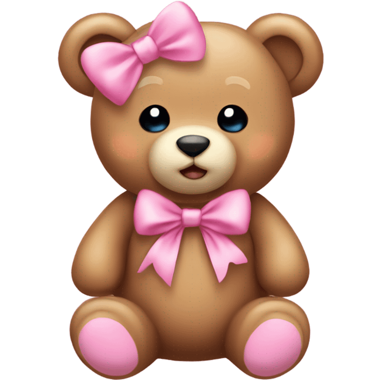 teddy bear wear pink bow cute coquette  emoji