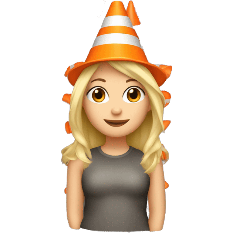 Blonde girl traffic cone hat emoji