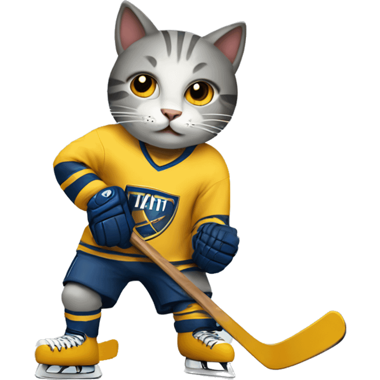 Cat playing hockey emoji