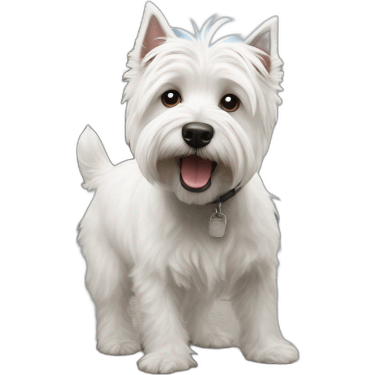 Highland White Terrier poops on the street emoji