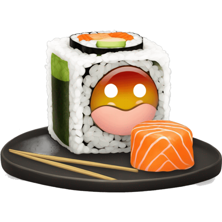 Sushiman segurando um prato de sushi emoji