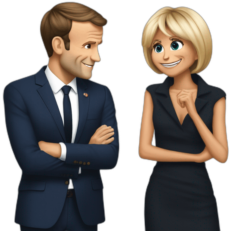 Emmanuel Macron et Brigitte Macron qui s’embrassent emoji