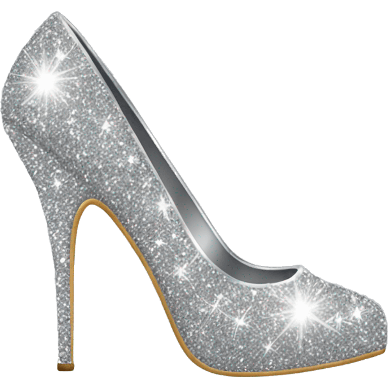 Silver glitter high heels sparkeling emoji