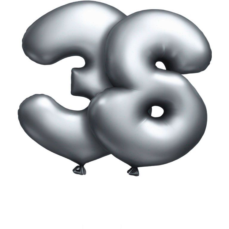 The number 3 and 0 as realistic silver balloons emoji