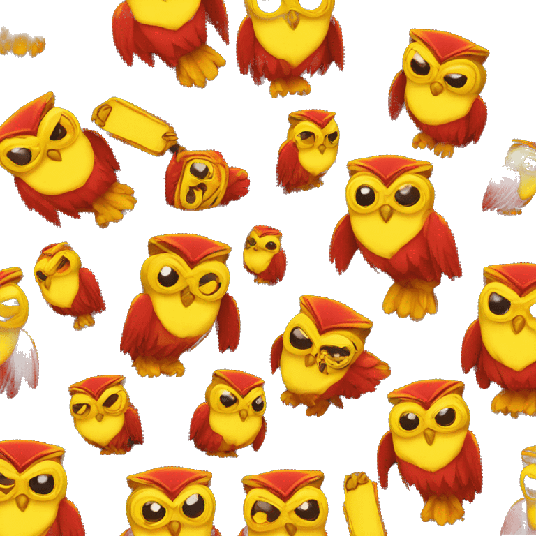 drunk owl bar, red and yellow neon emoji