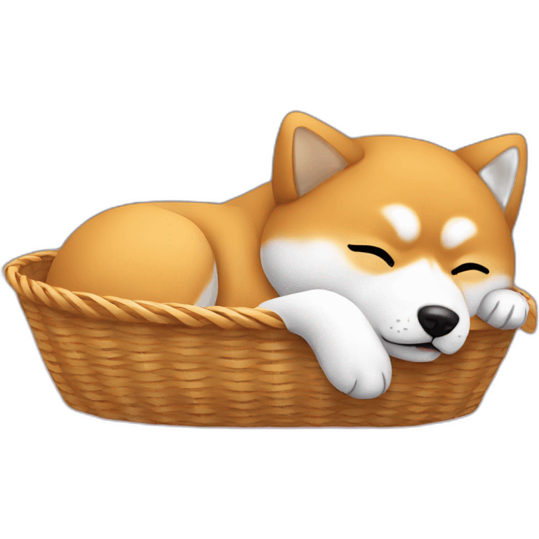 Shiba Inu sleeping in a basket  emoji