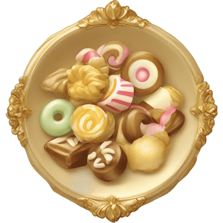 vintage rococo beige and gold plate of sweets emoji