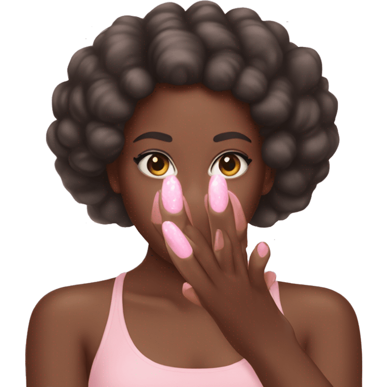 black girl hand with light pink nails  emoji